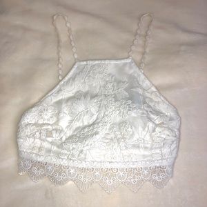whit lace crop top